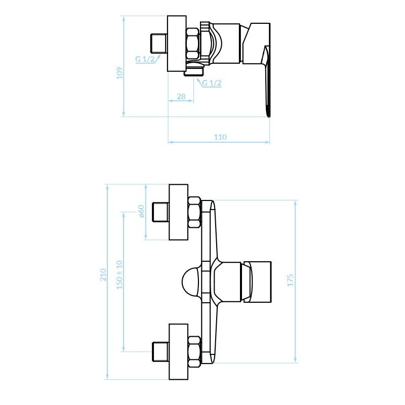 Bateria Natryskowa Ścienna FRESNO Bateria Natryskowa Ścienna FRESNO
