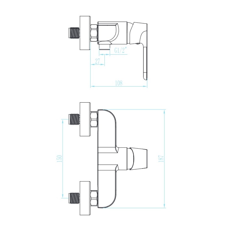 Bateria Natryskowa Ścienna Dima Czarna Bateria Natryskowa Ścienna Dima Czarna