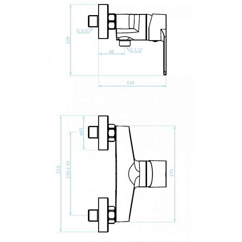 Bateria Natryskowa Ścienna LUGA Chrom