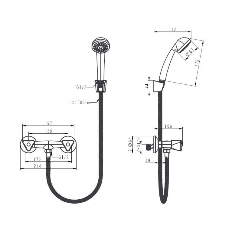 Bateria Natryskowa z Zestawem Natryskowym Norm