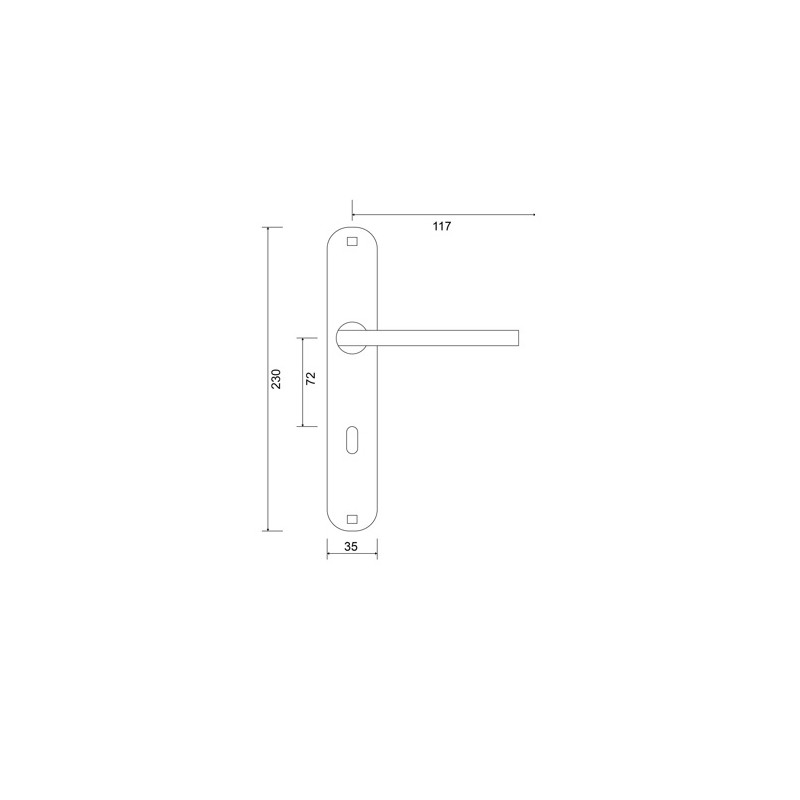 Klamka na Długim Szyldzie Klucz ADA Satyna