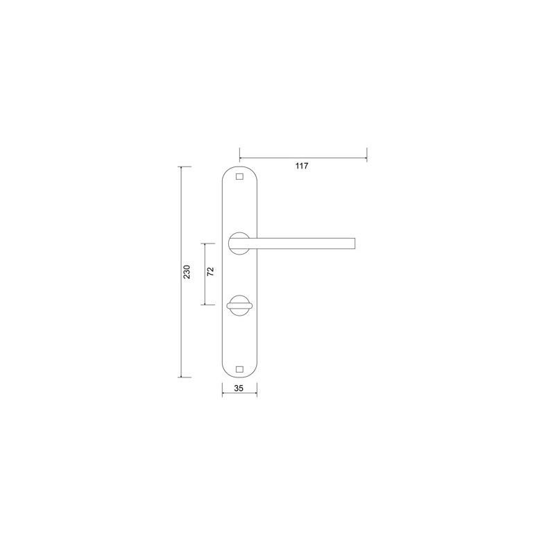 Klamka na Długim Szyldzie WC ADA Satyna Klamka na Długim Szyldzie WC ADA Satyna