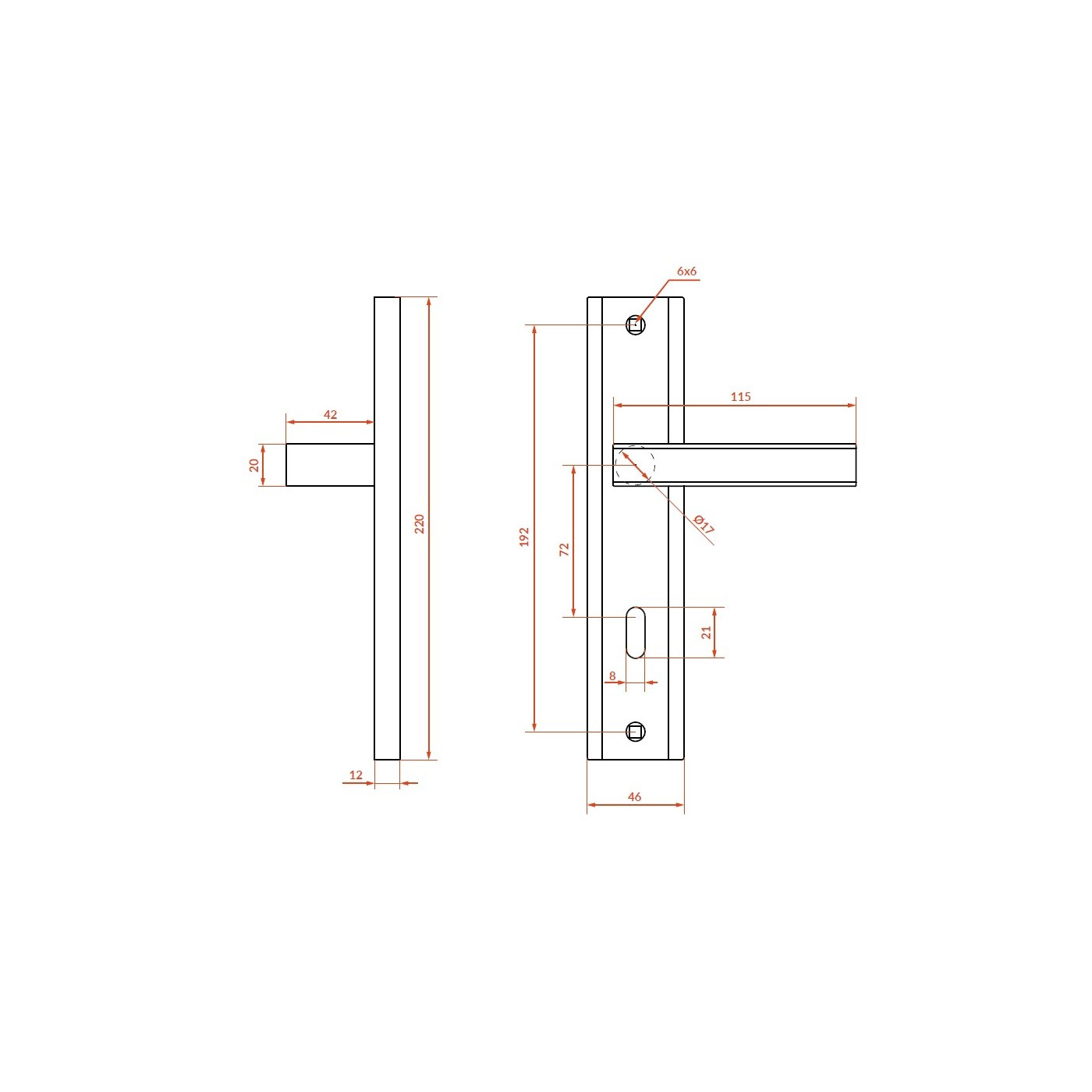 Klamka na Długim Szyldzie Klucz Aria Satyna