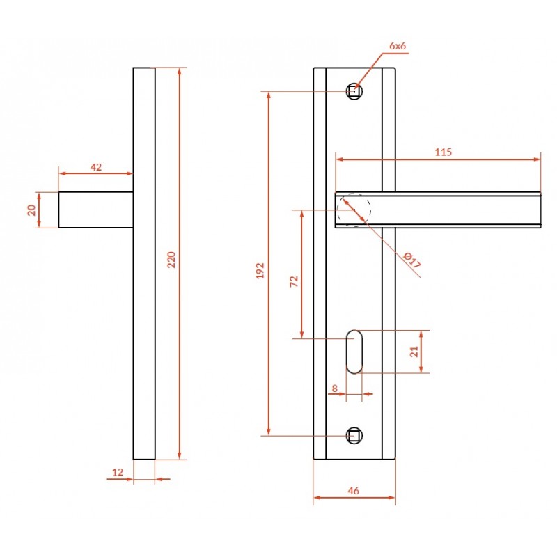 Klamka na Długim Szyldzie Klucz Aria Satyna