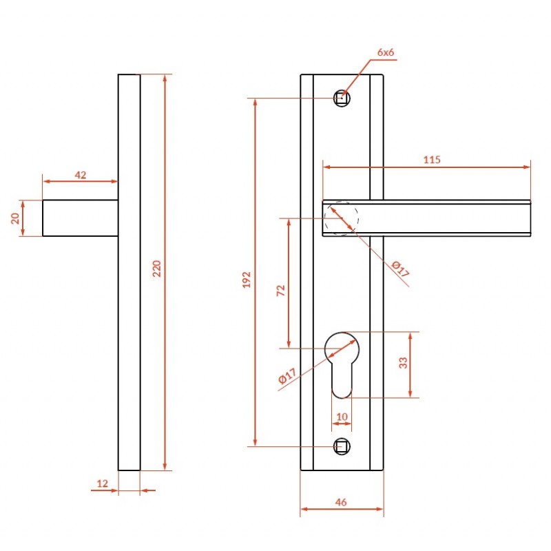 Klamka na Długim Szyldzie Wkładka Aria Satyna