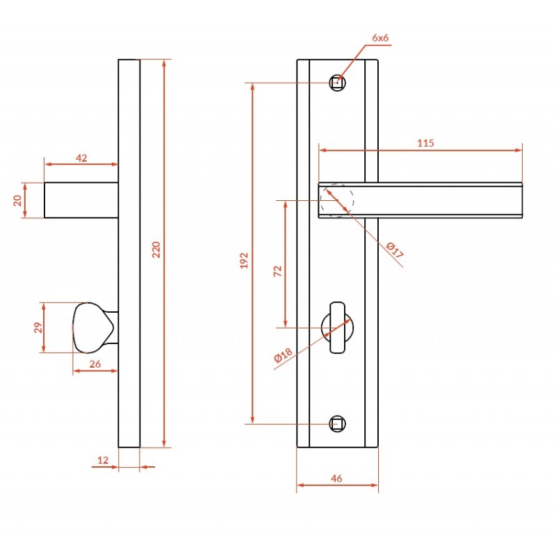 Klamka na Długim Szyldzie Aria Satyna WC Klamka na Długim Szyldzie Aria Satyna WC
