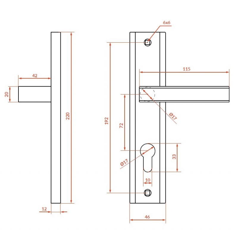 Klamka na Długim Szyldzie Aria Patyna Wkładka
