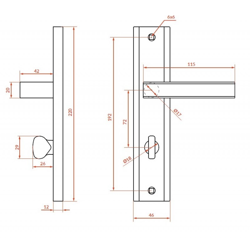 Klamka na Długim Szyldzie WC Aria Patyna Klamka na Długim Szyldzie WC Aria Patyna