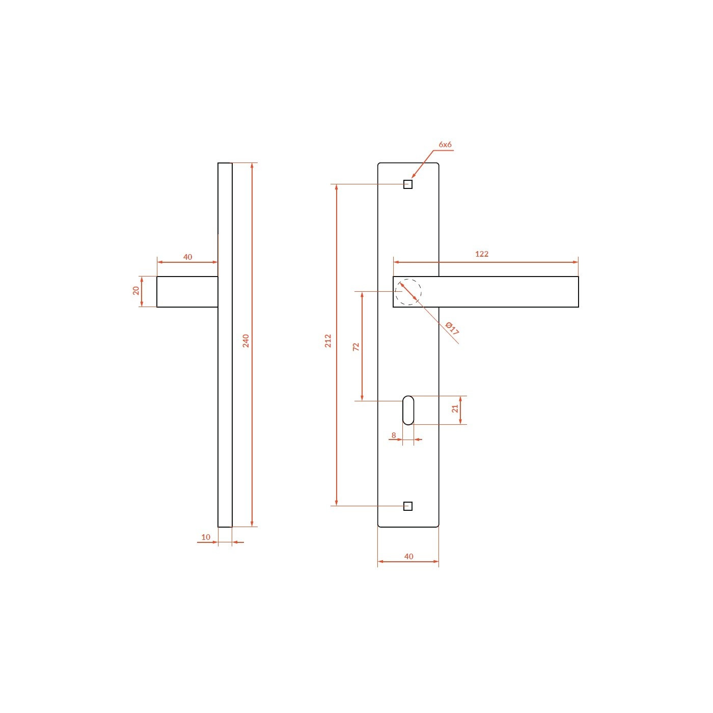 Klamka na Długim Szyldzie Klucz Rando Czarna