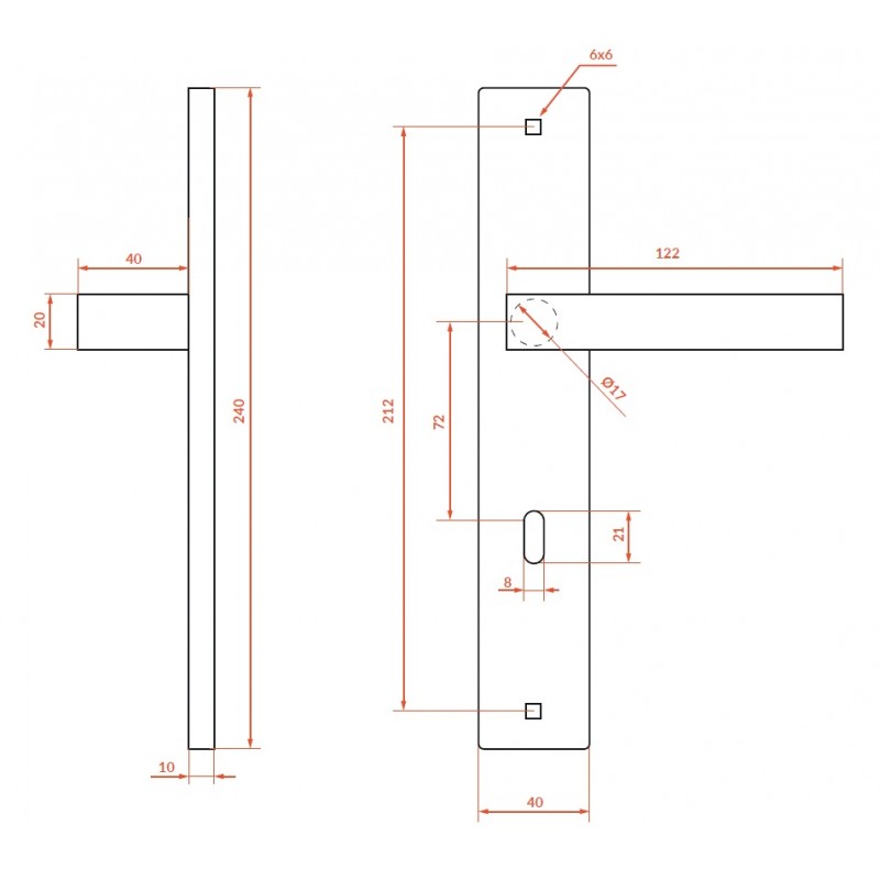 Klamka na Długim Szyldzie Klucz Rando Czarna