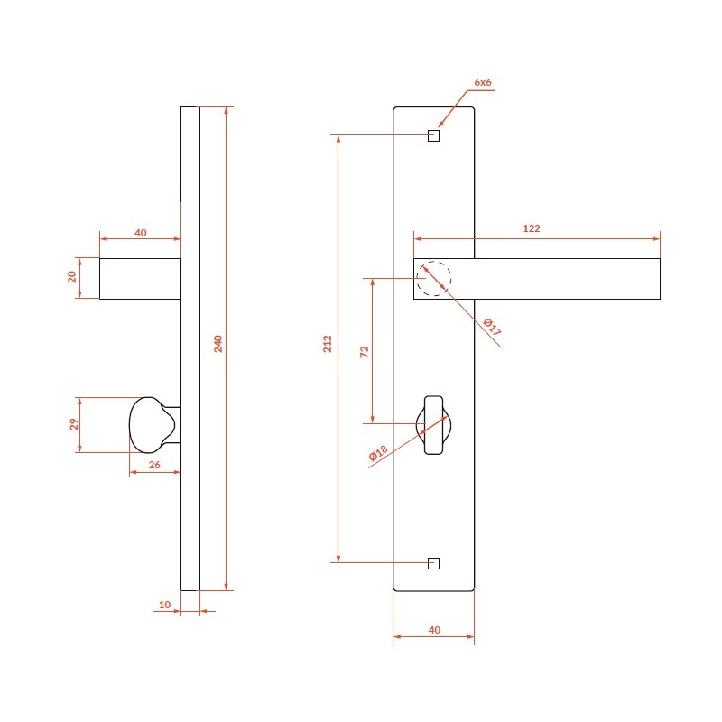 Klamka na Długim Szyldzie Rando Czarna WC Klamka na Długim Szyldzie Rando Czarna WC