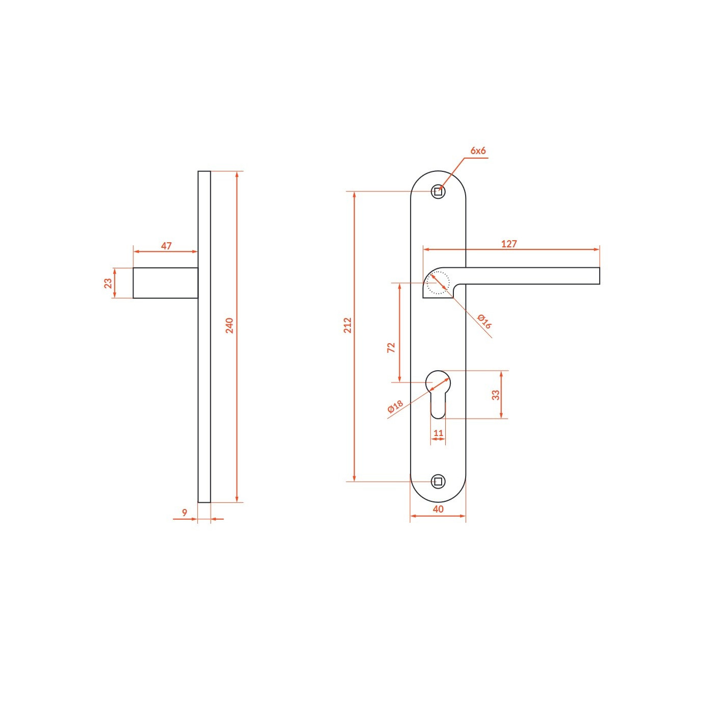 Klamka na Długim Szyldzie Klucz LUGA II Czarna Klamka na Długim Szyldzie Klucz LUGA II Czarna