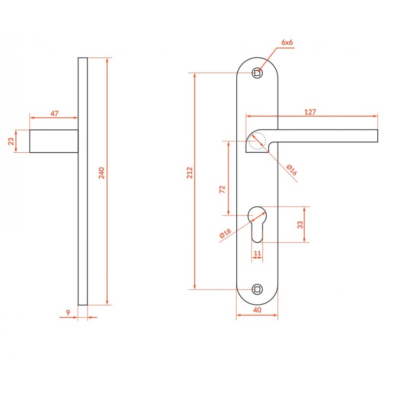 Klamka na Długim Szyldzie Klucz LUGA II Czarna Klamka na Długim Szyldzie Klucz LUGA II Czarna