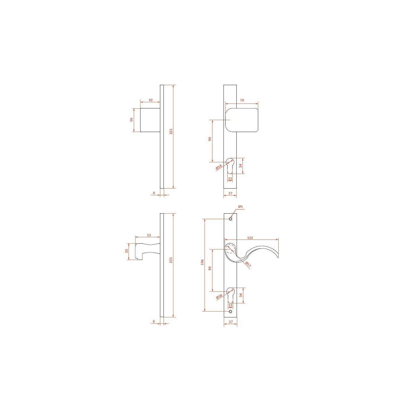 Klamka zewnętrzna Pochwyt do Bramy Czarna Baron