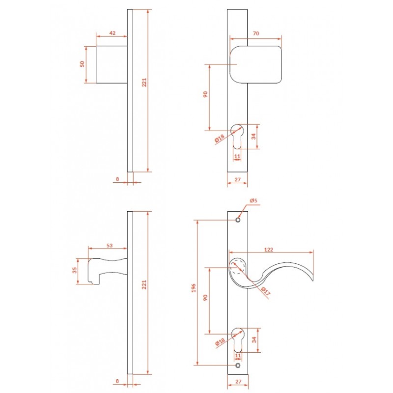 Klamka zewnętrzna Pochwyt do Bramy Czarna Baron