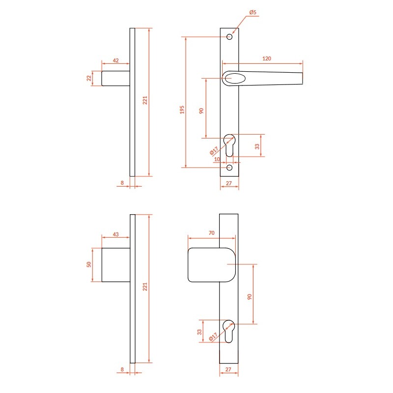 Klamka Gałka Zewnętrzna do Bramy Czarna Magnat