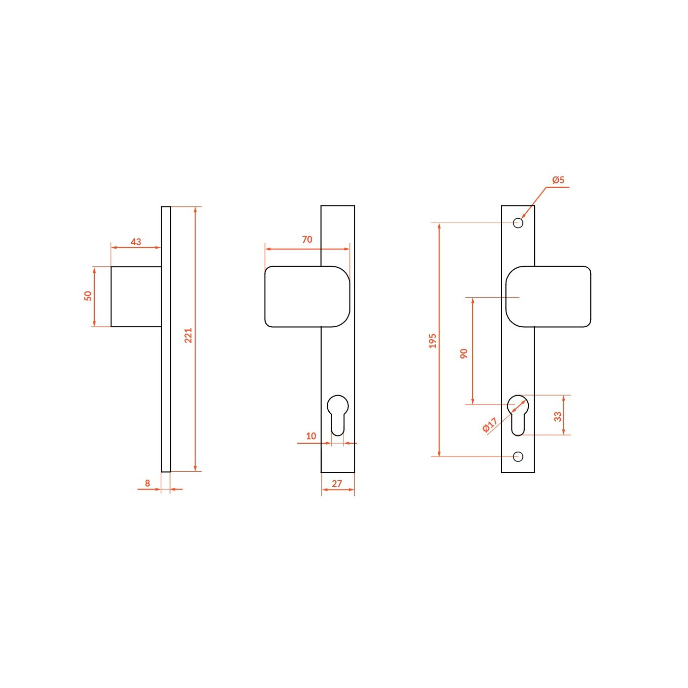 Klamka Gałka Zewnętrzna do Bramy Grafit Magnat