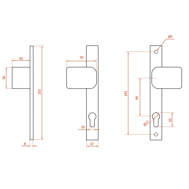 Klamka Gałka Zewnętrzna do Bramy Grafit Magnat