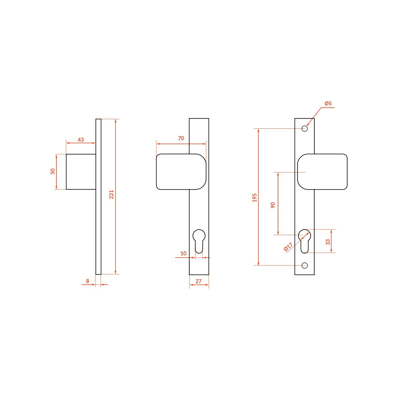 Klamka Gałka Zewnętrzna do Bramy Czarna Magnat