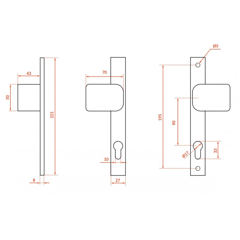 Klamka Gałka Zewnętrzna do Bramy Czarna Magnat