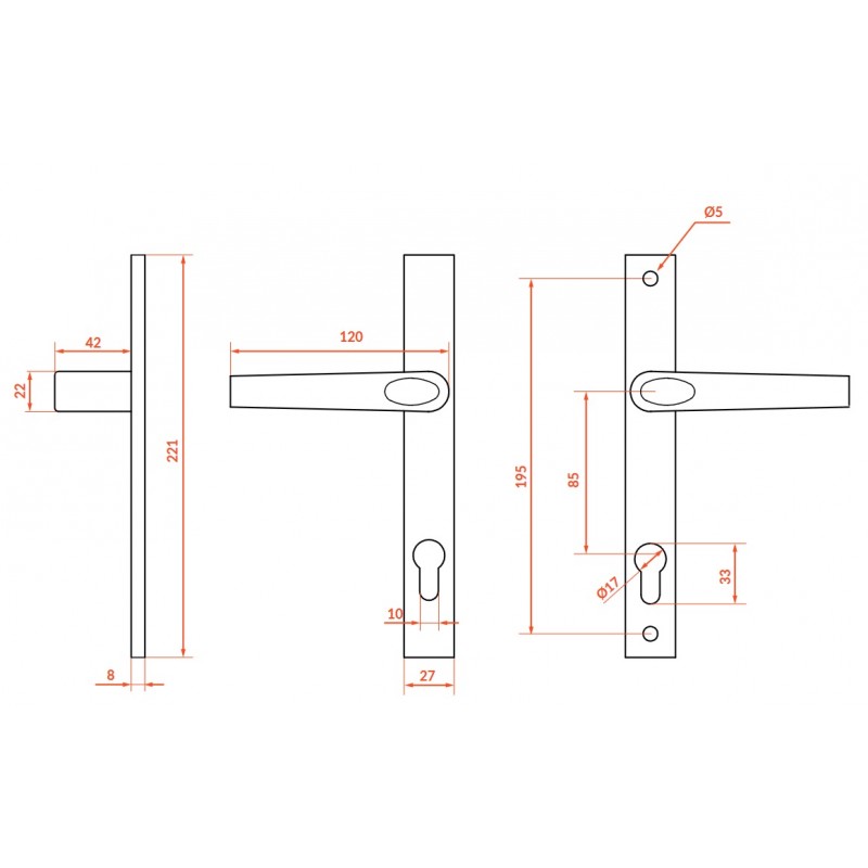Klamka zewnetrzna do Bramy Czarna Magnat
