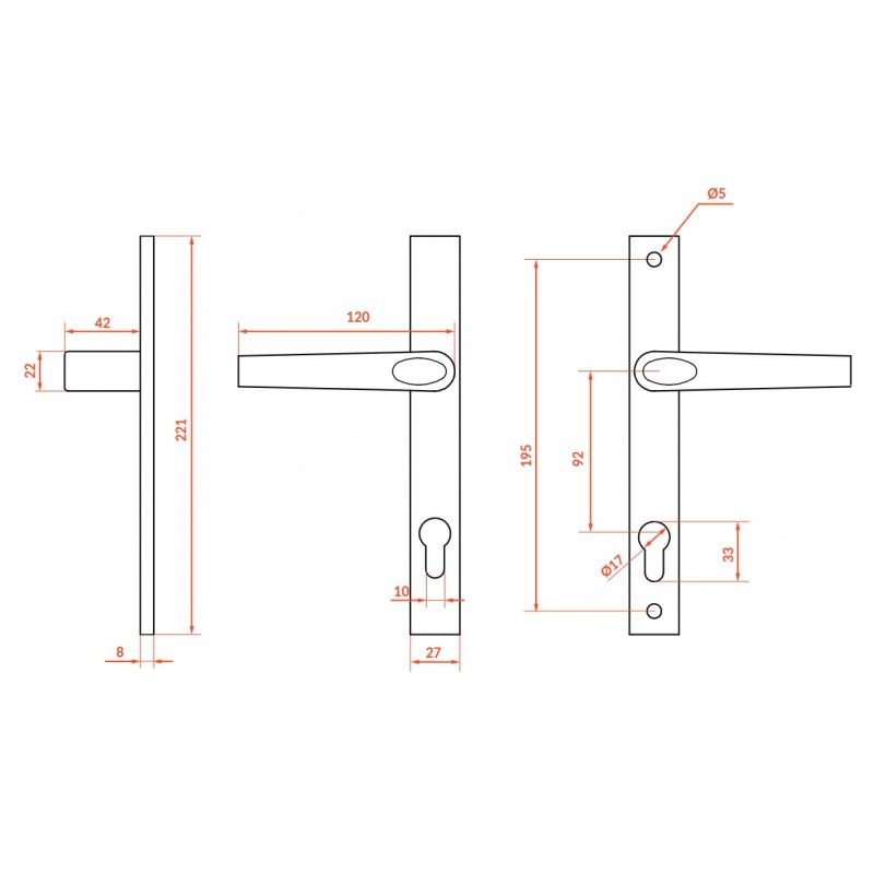 Klamka zewnetrzna do Bramy Czarna Magnat