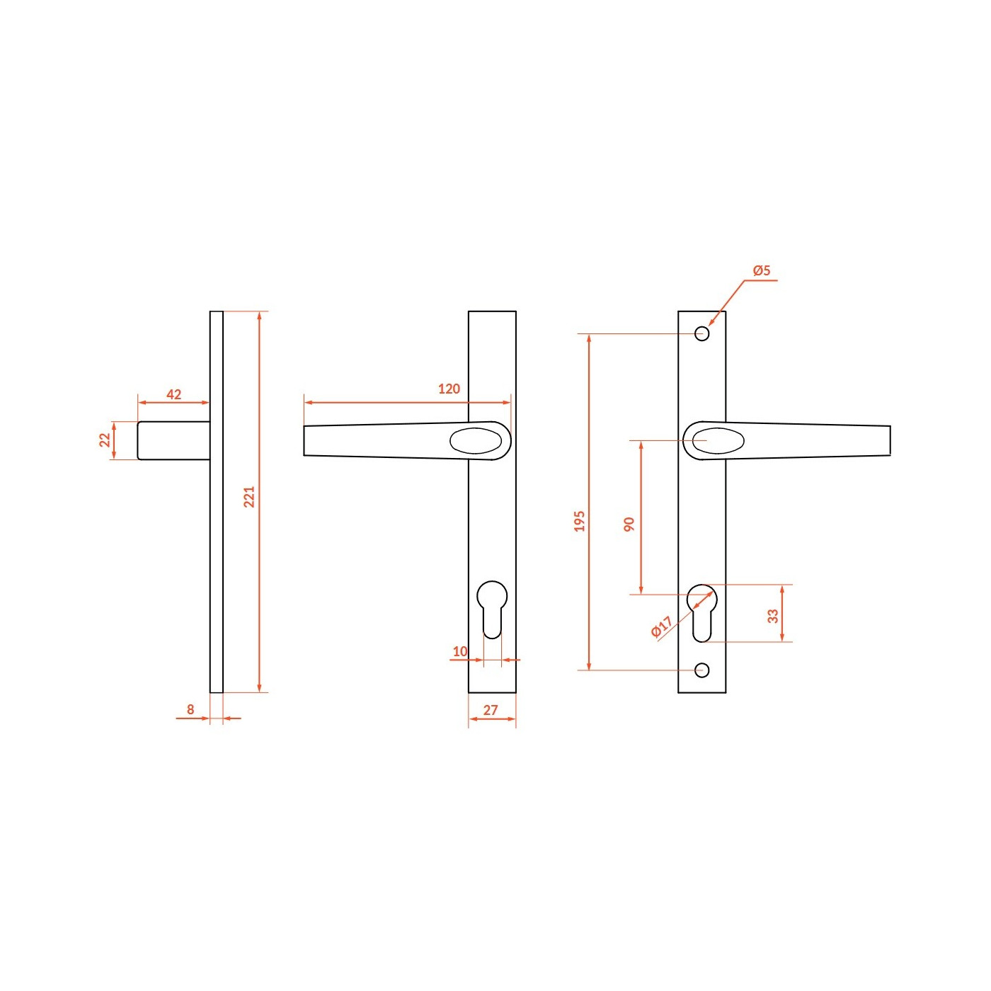 Klamka zewnetrzna do Bramy Grafit Magnat