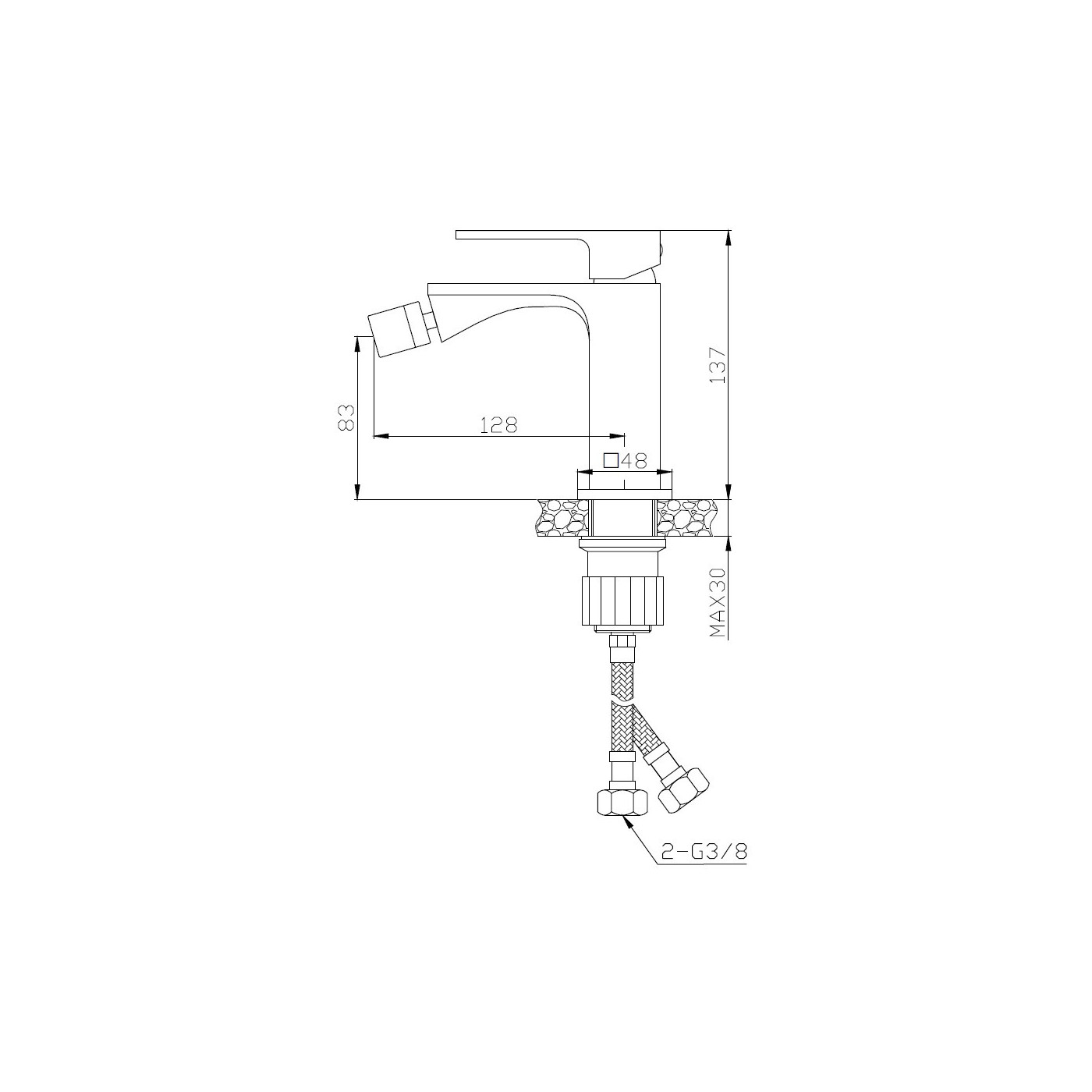 Bateria Bidetowa Stojąca z Korkiem AMPER Bateria Bidetowa Stojąca z Korkiem AMPER