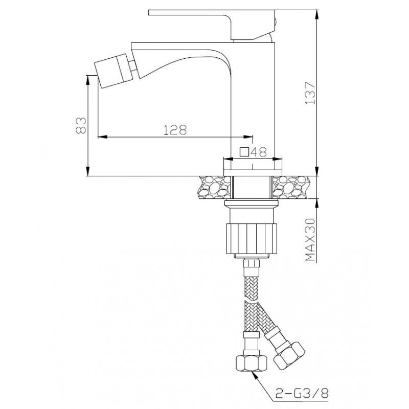 Bateria Bidetowa Stojąca z Korkiem AMPER Bateria Bidetowa Stojąca z Korkiem AMPER