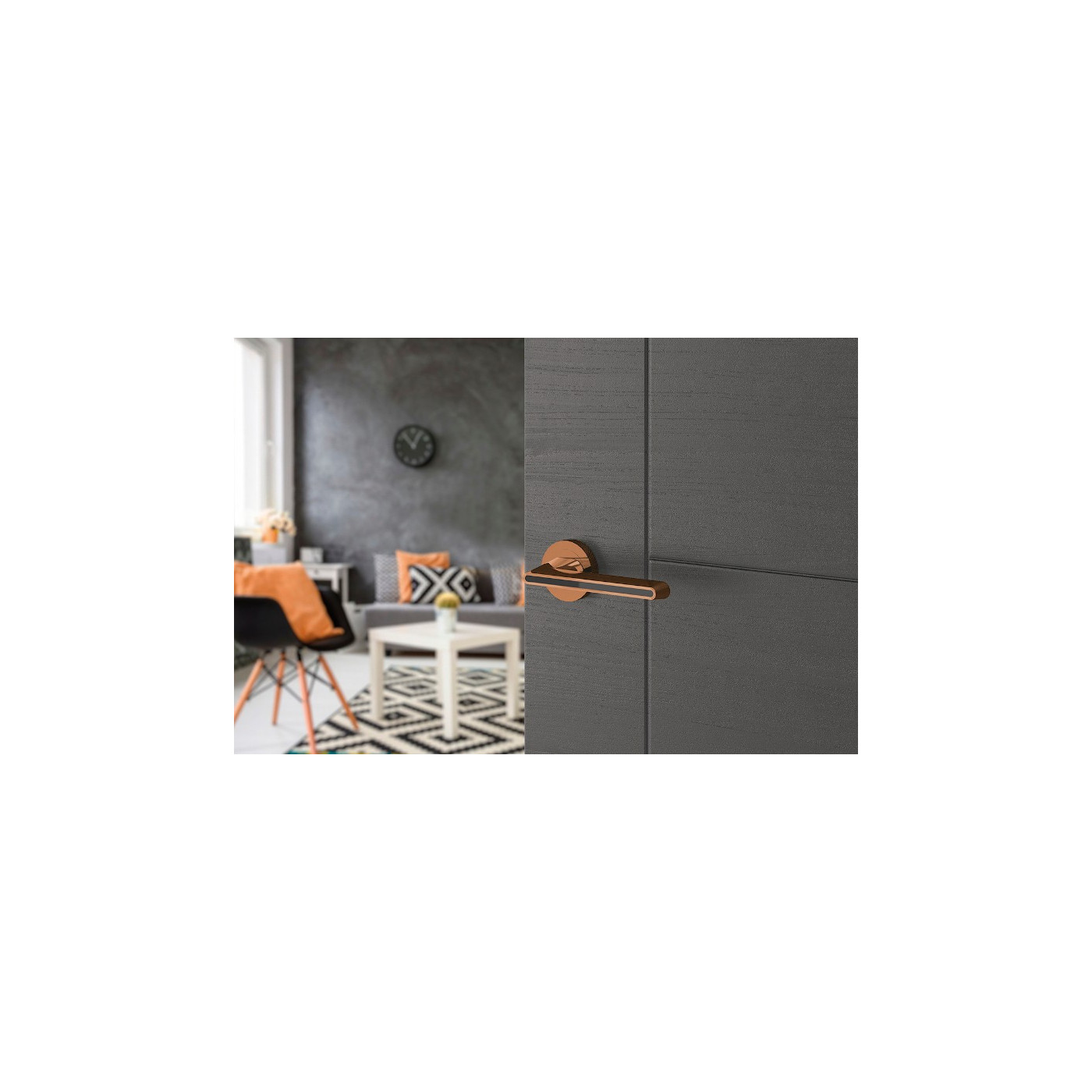 Klamka Wewnętrzna ELIKA Czarna / Różowe złoto