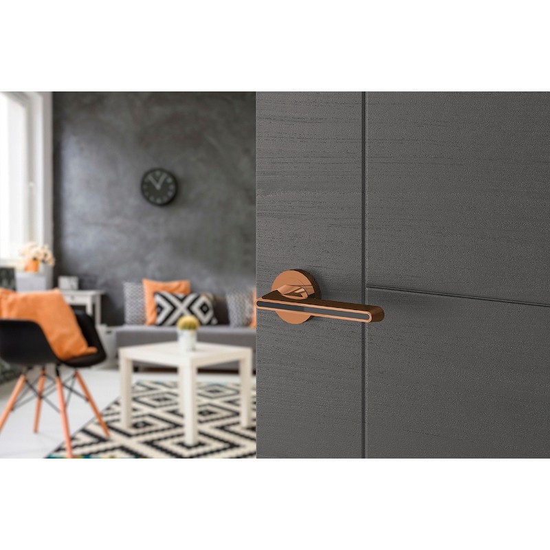 Klamka Wewnętrzna ELIKA Czarna / Różowe złoto