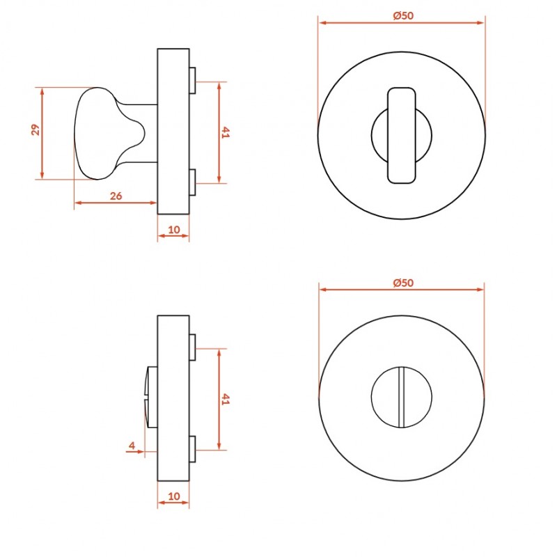 Szyld Okrągły Rozeta WC Różowe Złoto Elika