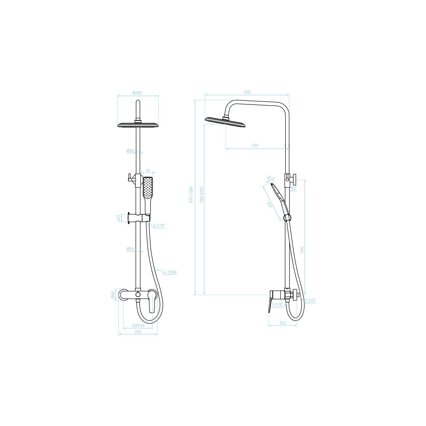 Kolumna Natryskowa z Baterią Alanis Biała
