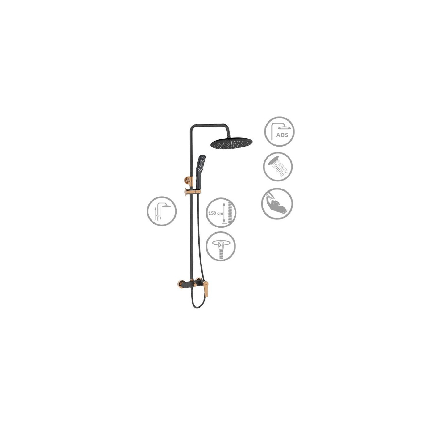 Kolumna Natryskowa z Baterią Alanis Czarna