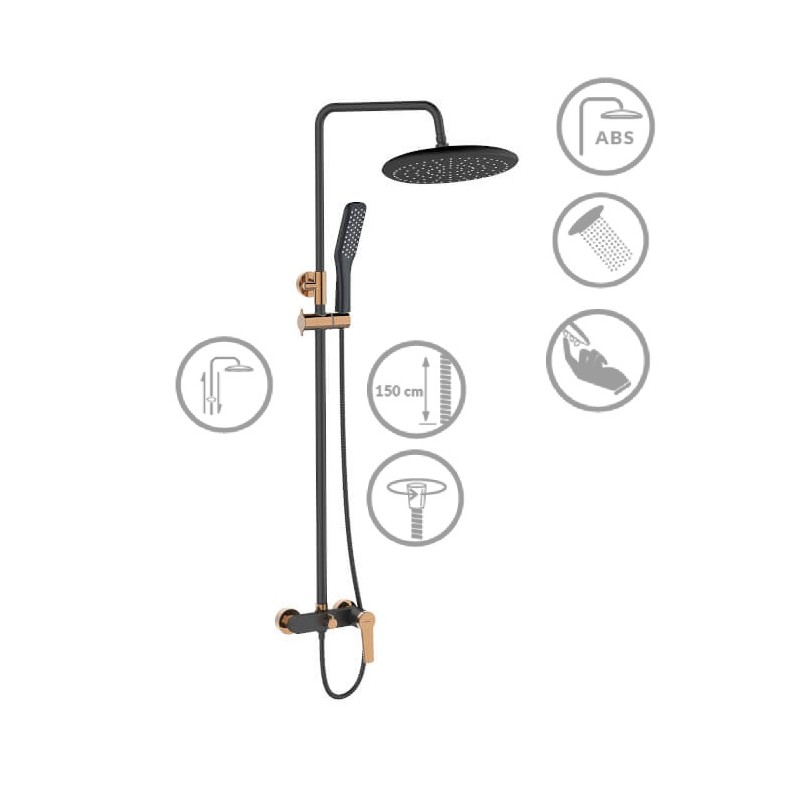 Kolumna Natryskowa z Baterią Alanis Czarna