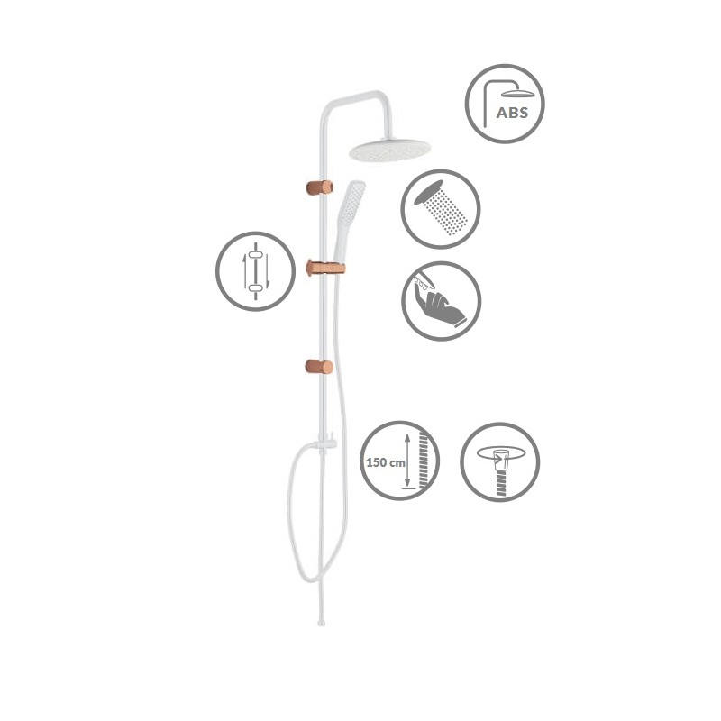 Kolumna Natryskowa Alanis Biała Różowe Złoto Kolumna Natryskowa Alanis Biała Różowe Złoto