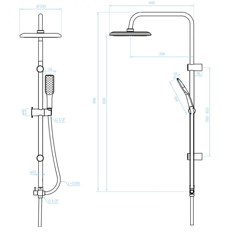 Kolumna Natryskowa Alanis Czarna Różowe Złoto Kolumna Natryskowa Alanis Czarna Różowe Złoto
