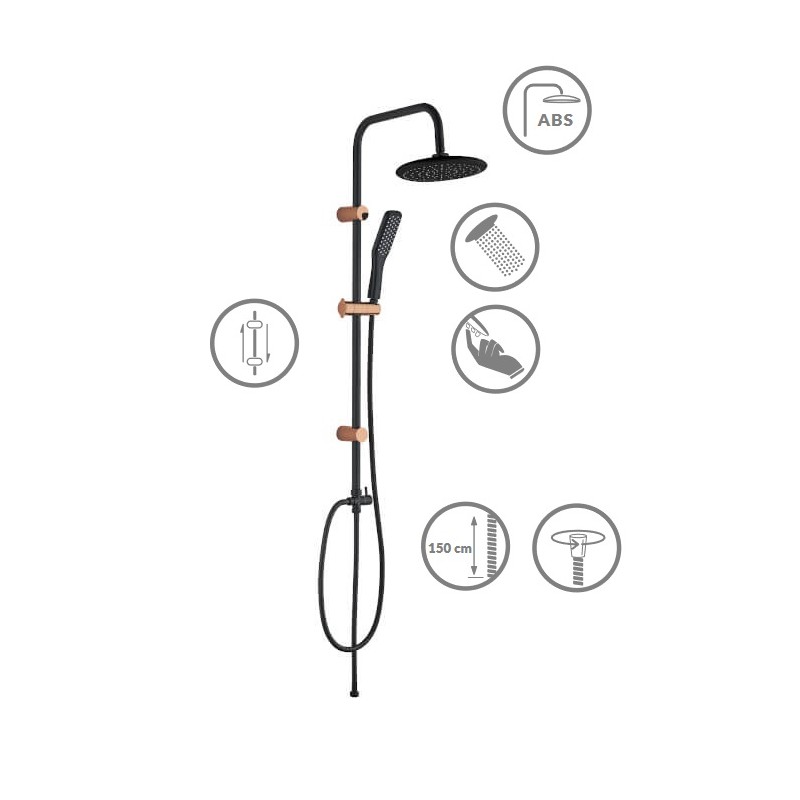 Kolumna Natryskowa Alanis Czarna Różowe Złoto Kolumna Natryskowa Alanis Czarna Różowe Złoto