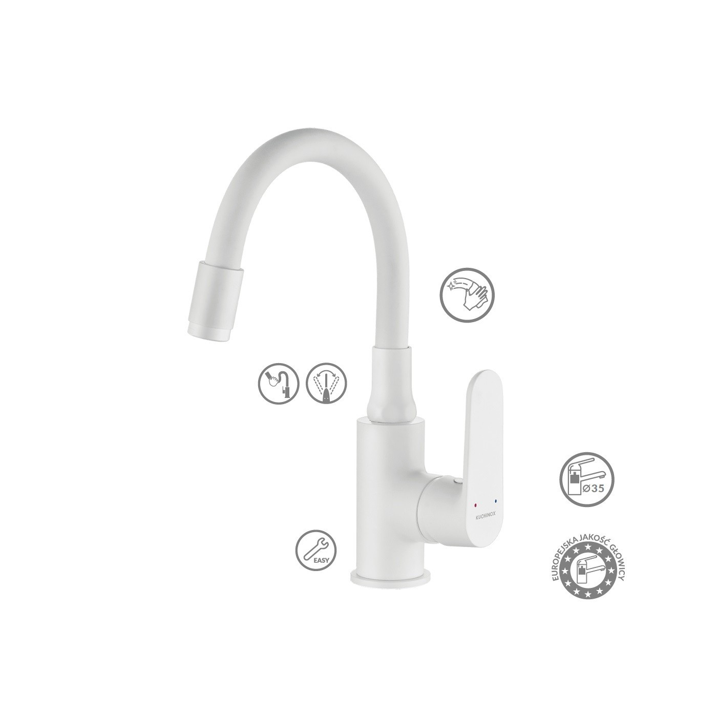 Bateria Umywalkowa Stojąca z Elastyczną Wylewką Biała Bateria Umywalkowa Stojąca z Elastyczną Wylewką Biała