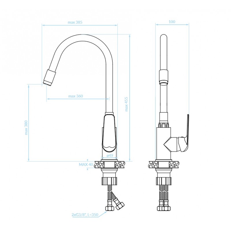 Bateria Kuchenna z Elastyczną Wylewką Czarna ELZA