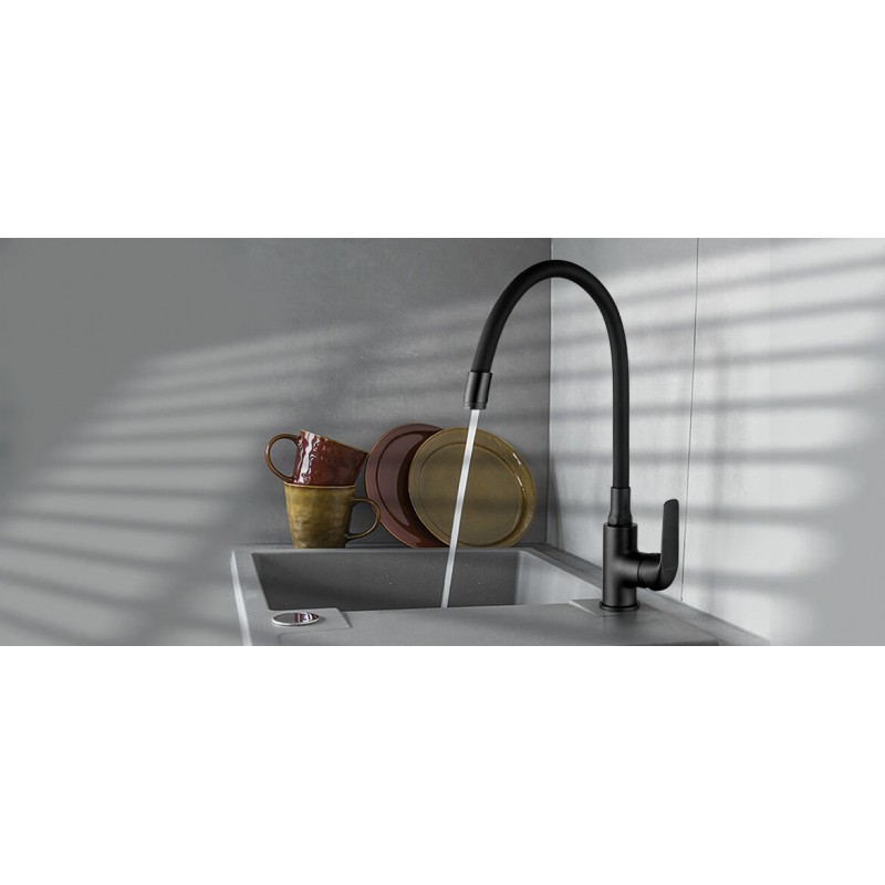 Bateria Kuchenna z Elastyczną Wylewką Czarna ELZA