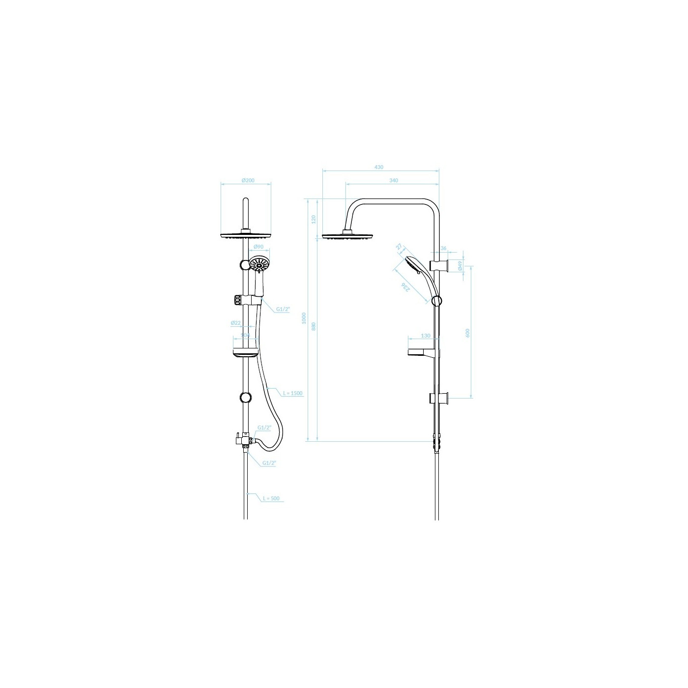 Kolumna Natryskowa CENTO Czarny