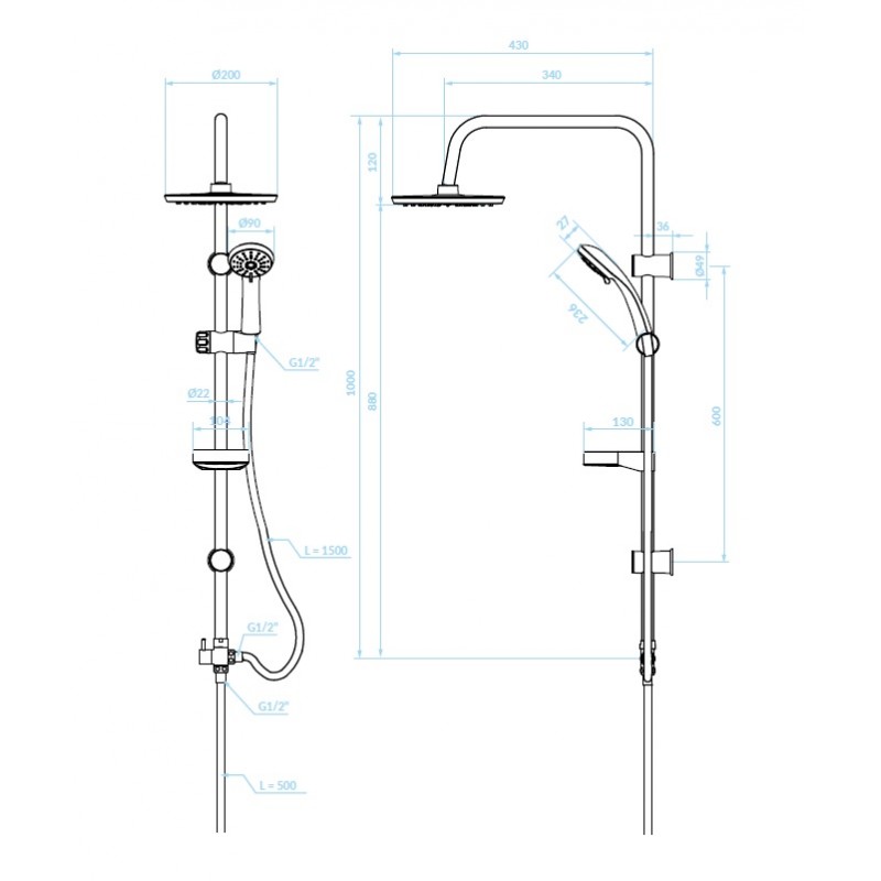 Kolumna Natryskowa CENTO Czarny