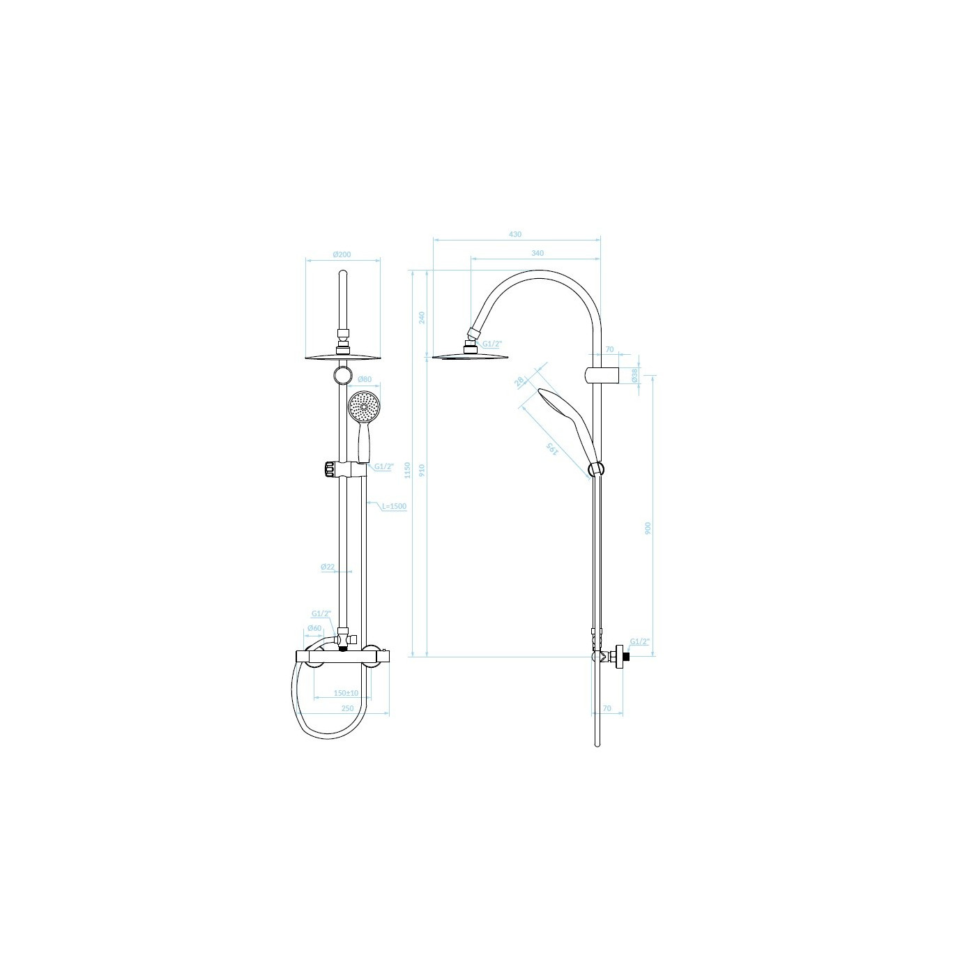Kolumna Natryskowa z Baterią Termostatyczną FOX Chrom Kolumna Natryskowa z Baterią Termostatyczną FOX Chrom