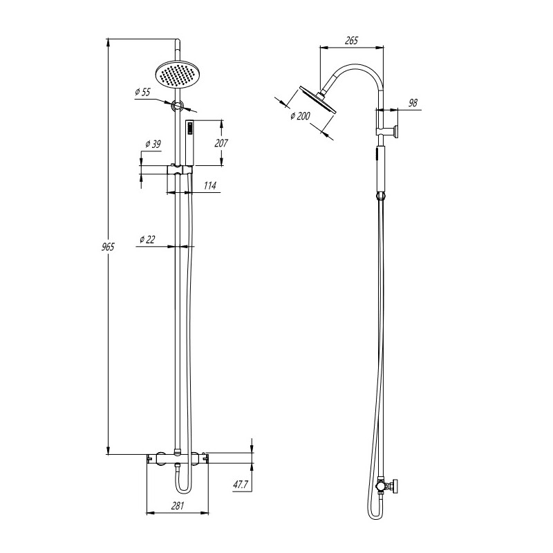 Kolumna Natryskowa z Baterią Termostatyczną CARA Chrom