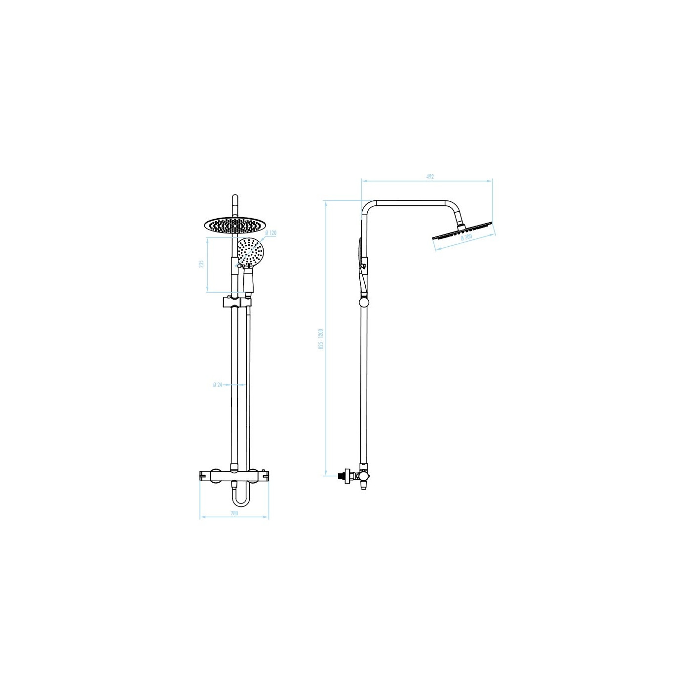 Kolumna Natryskowa z Baterią Termostatyczną BORO Czarna Kolumna Natryskowa z Baterią Termostatyczną BORO Czarna