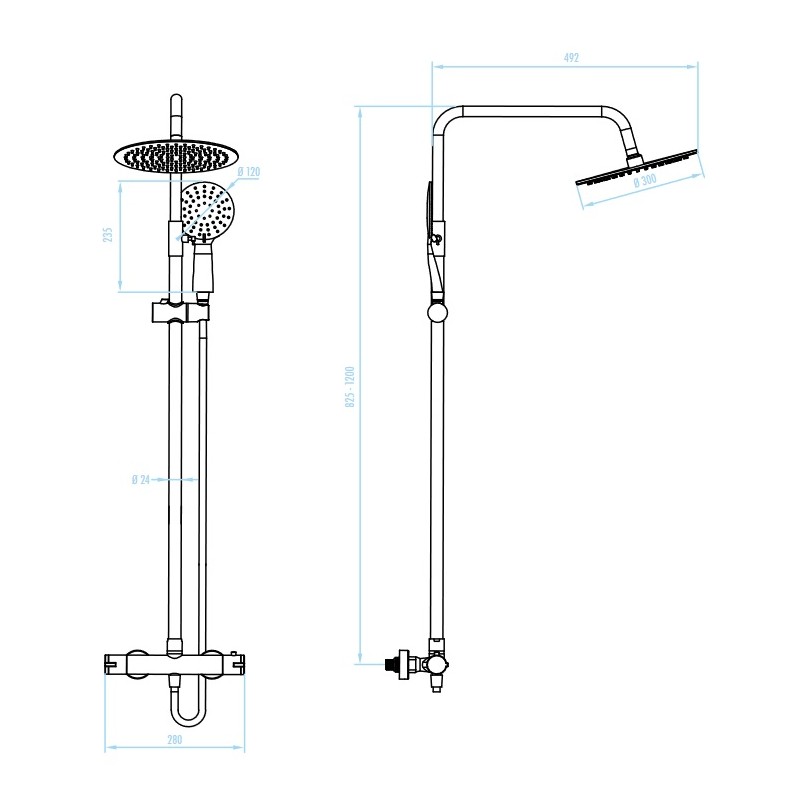 Kolumna Natryskowa z Baterią Termostatyczną BORO Czarna Kolumna Natryskowa z Baterią Termostatyczną BORO Czarna