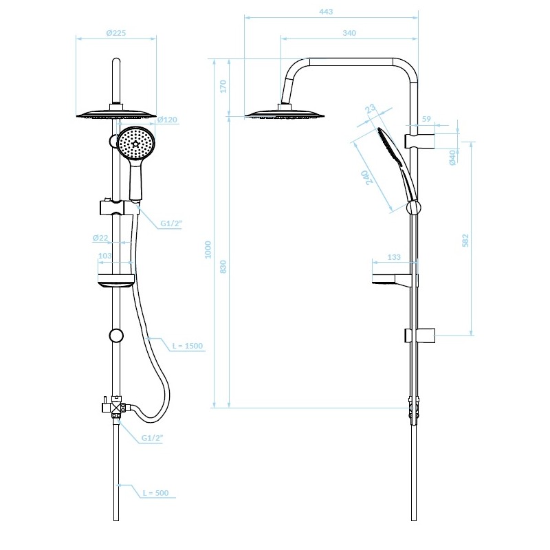 Kolumna Natryskowa HERA Chrom