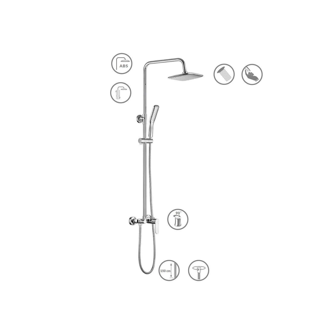 Kolumna Natryskowa z Baterią DIMA Chrom