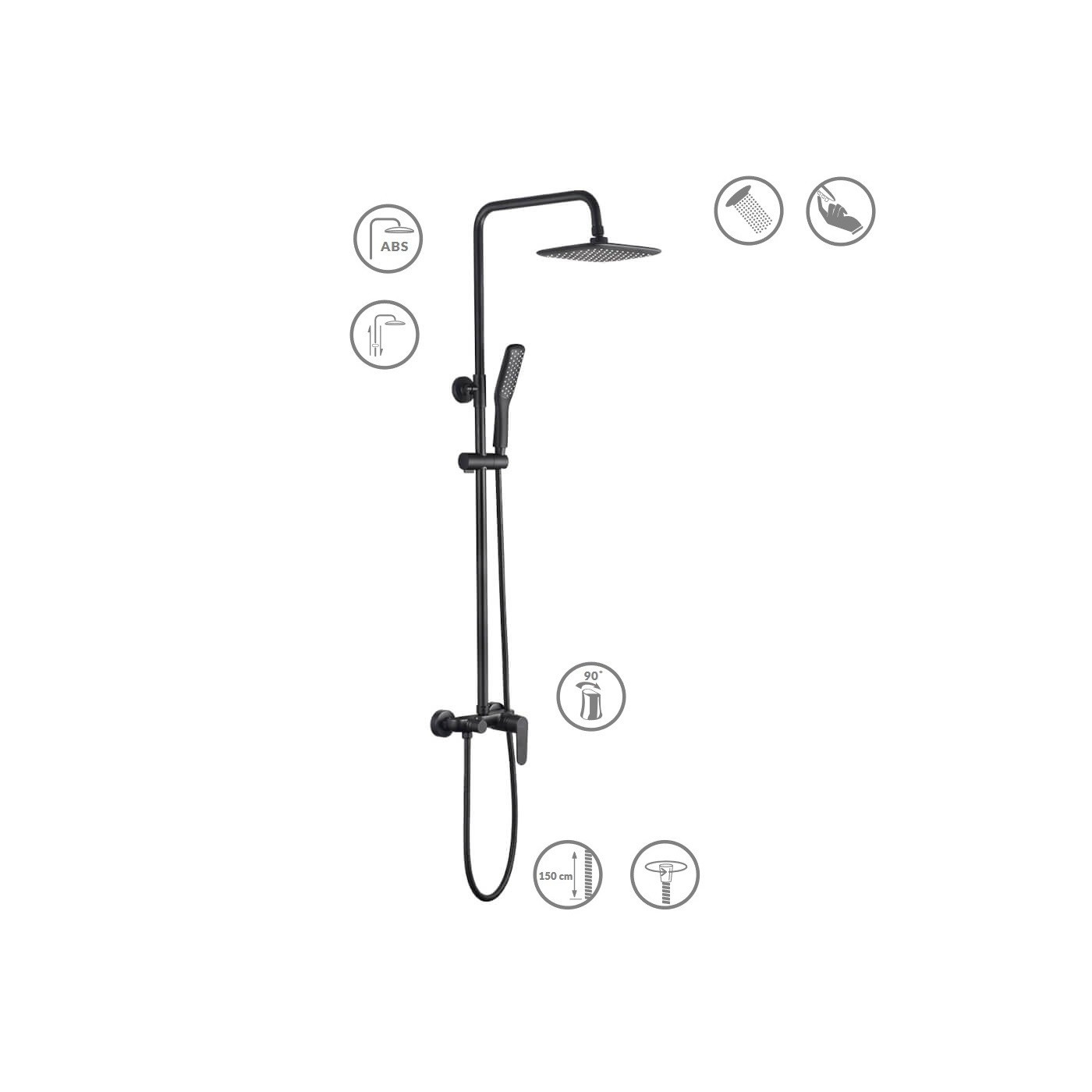 Kolumna Natryskowa z Baterią DIMA Czarny Kolumna Natryskowa z Baterią DIMA Czarny